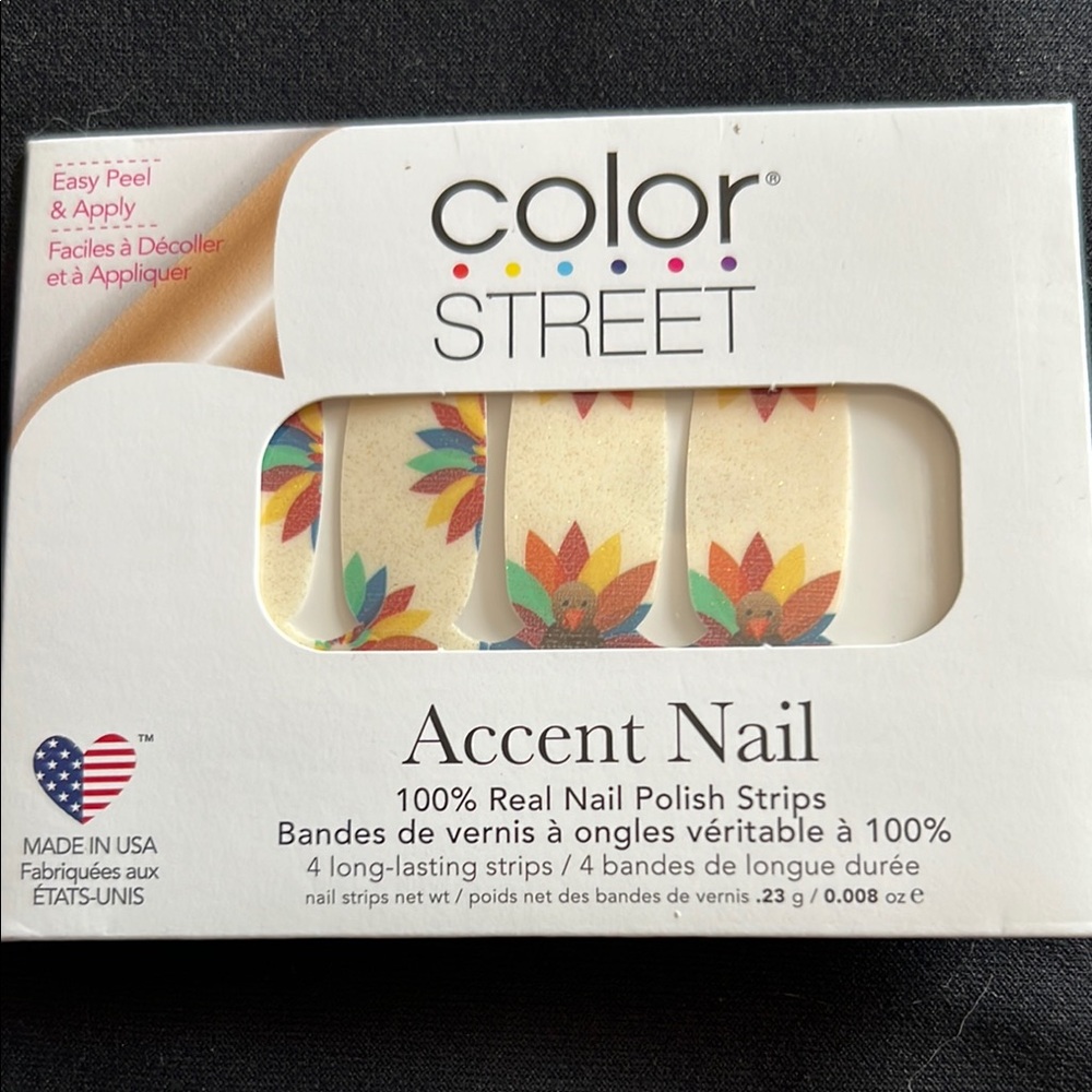 Color Street Cream and Red Accent Nail Polish Strips